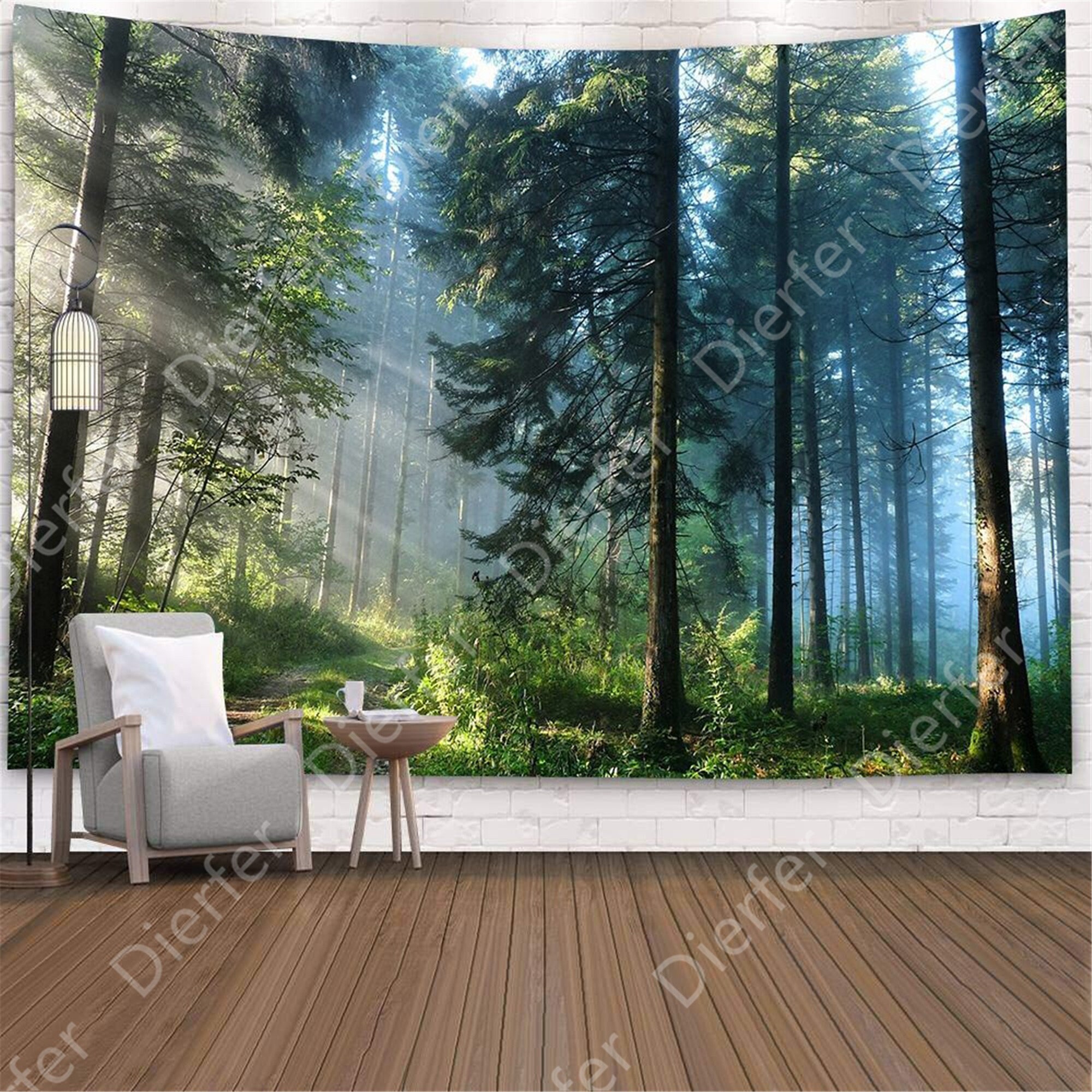 Forest Tapestry Natural Scenery Wall Hanging Cloth Wall Etsy