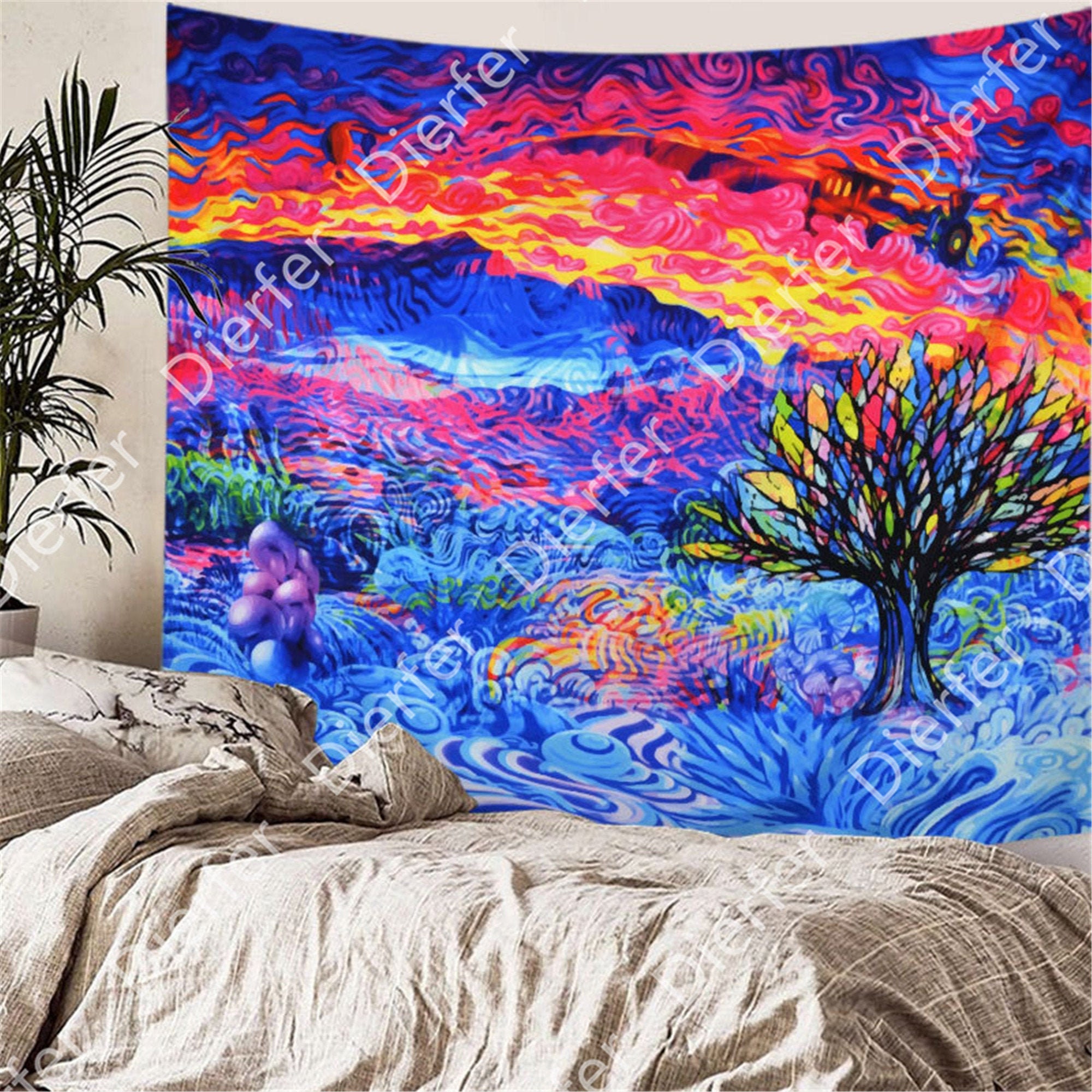 Indischer Mandala-Wandteppich – Böhmisch, 215x140 Cm, 100% Baumwolle, Handdruck