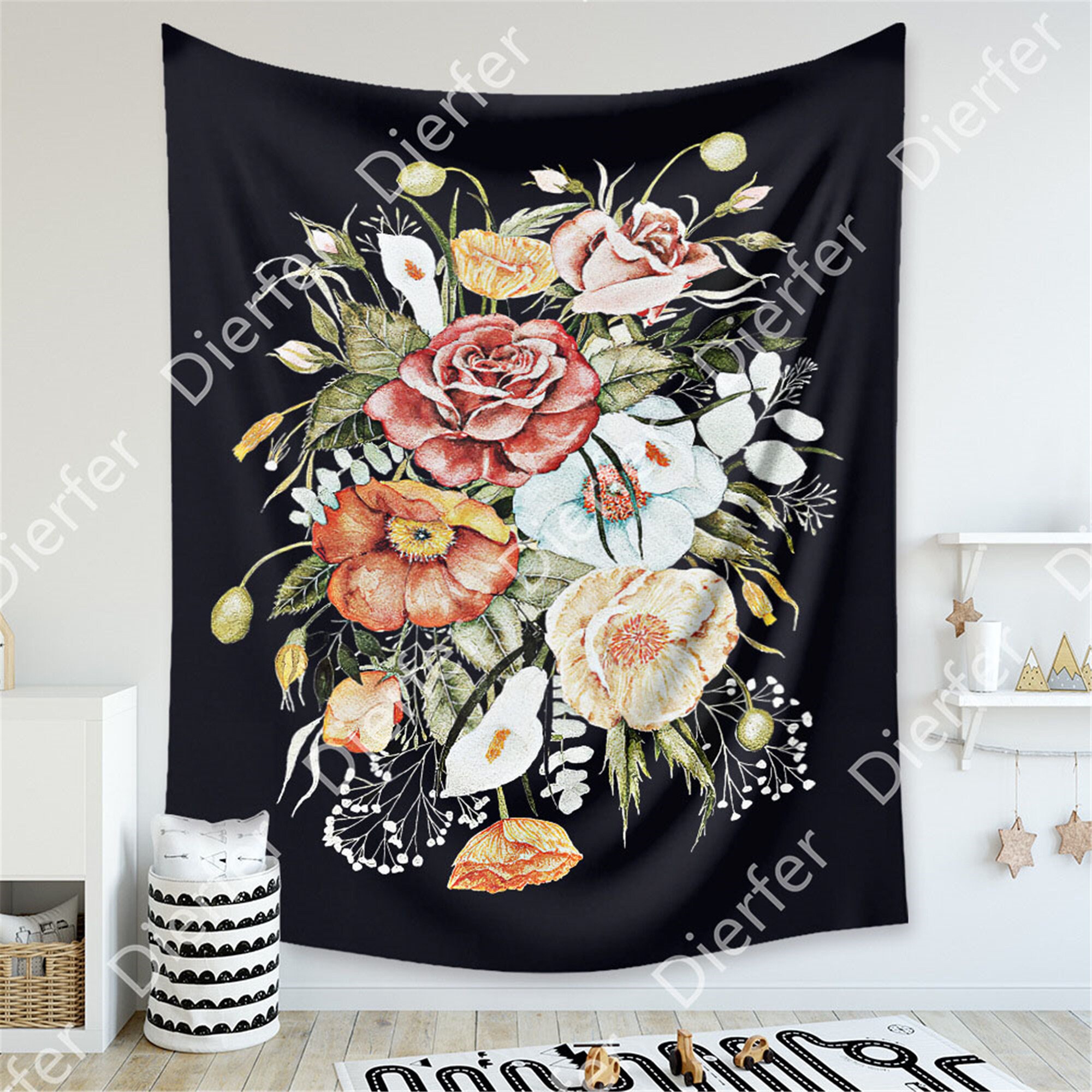 Floral Tapestry Plant Wildflower Outdoor Tapestry Ethnic Etsy