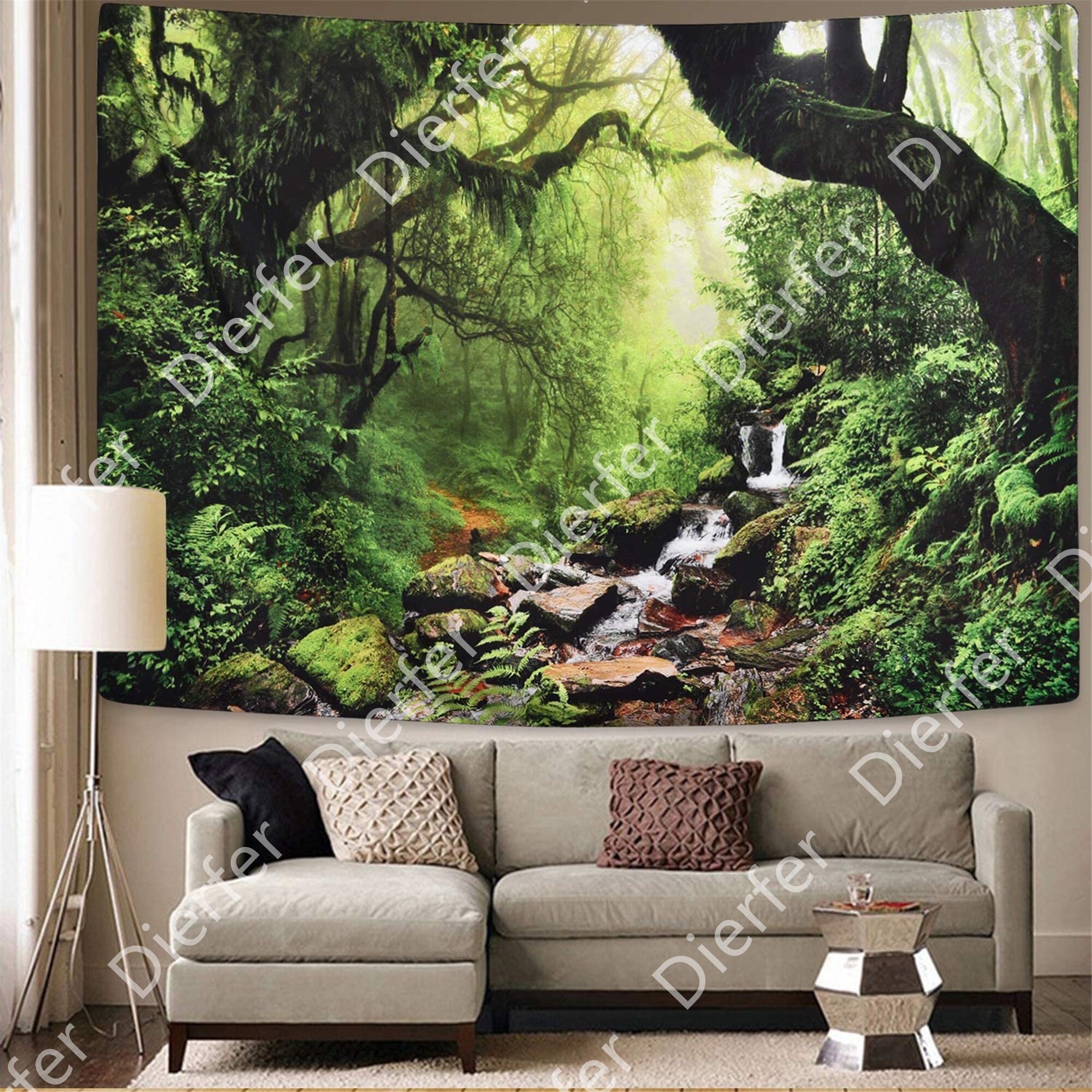 Rainforest Landscape Tapestry Wall Hanging Green Forest  Etsy