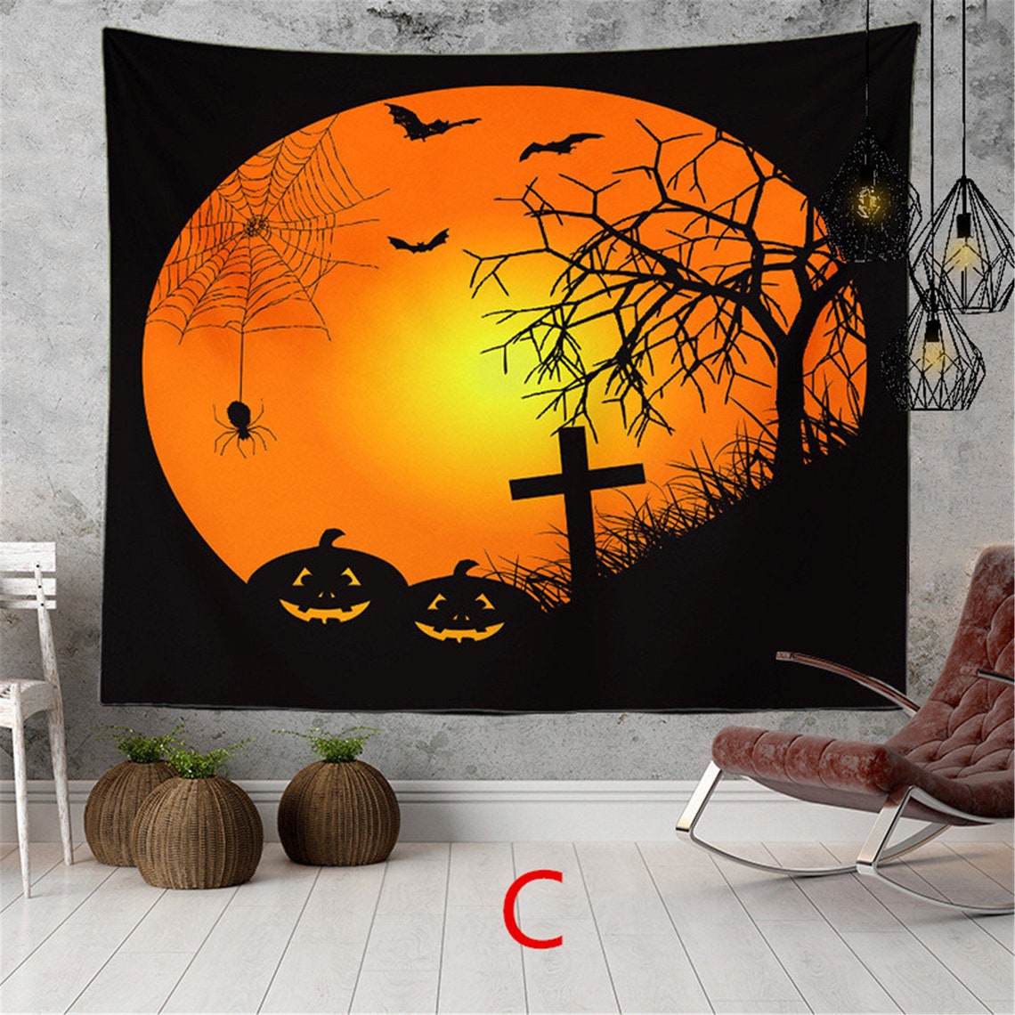 Halloween Tapestry Night Haunted Woods Tapestry Scary  Etsy