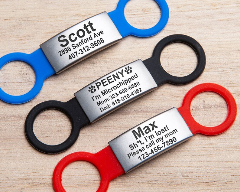 Custom Silicone Slide on Dog ID Tag Silent Dog Tag Etsy