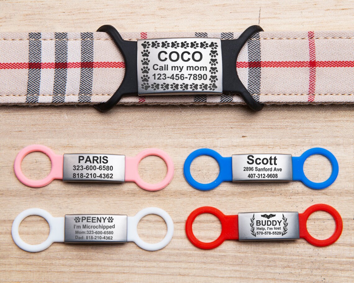 Custom Silicone Slide on Dog ID Tag Silent Dog Tag Etsy