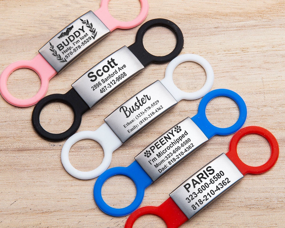 Custom Silicone Slide on Dog ID Tag Silent Dog Tag Etsy