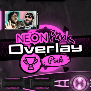 Neon Punk |  Animated Stream Overlay, Alerts, Screens, Panels, Transition | Pink Edition