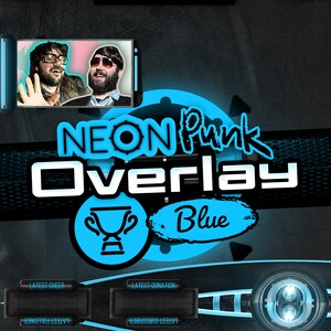 Neon Punk |  Animated Stream Overlay, Alerts, Screens, Panels, Transition | Blau / Blue Edition