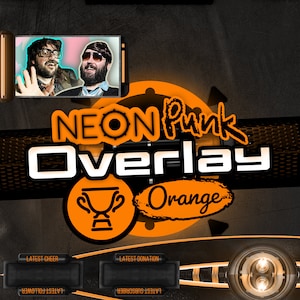 Neon Punk |  Animated Stream Overlay, Alerts, Screens, Panels, Transition | Orange Edition