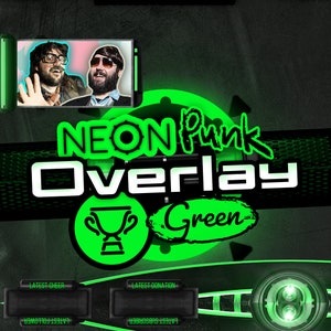 Neon Punk |  Animated Stream Overlay, Alerts, Screens, Panels, Transition | Grün / Green Edition