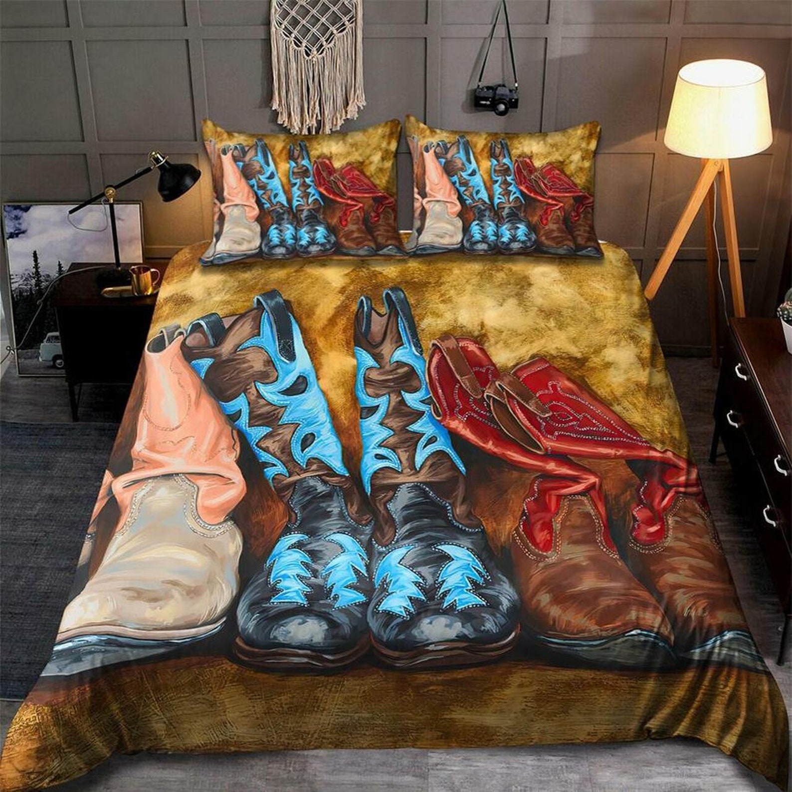 Cowboy Boots Lover Bedding Set 3pcs Cowboy Boots 3D Art Etsy