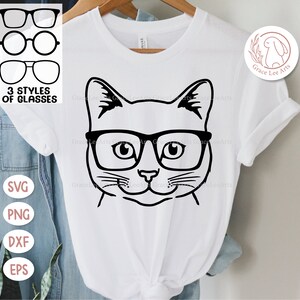 Cat with Glasses, Cat svg file, Cat cut file, Animal Face, Cute Boy Cat svg, Cat with Eyeglasses svg