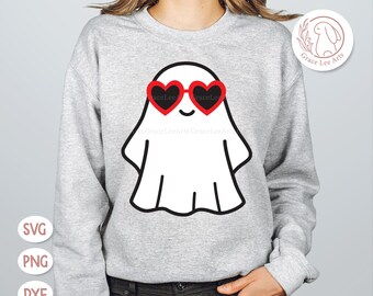 Ghost with Sunglasses Svg, Cute Ghost Svg, Heart Sunglasses Svg, Spooky Season png, Boy and Girl Svg, Spooky Vibes, Sublimation Designs