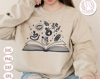 Books SVG, Books Are Magic SVG, Reading svg, Mystical svg, Skull svg, Moon svg, Halloween SVG, Book Lover svg, Magic svg, Librarian svg
