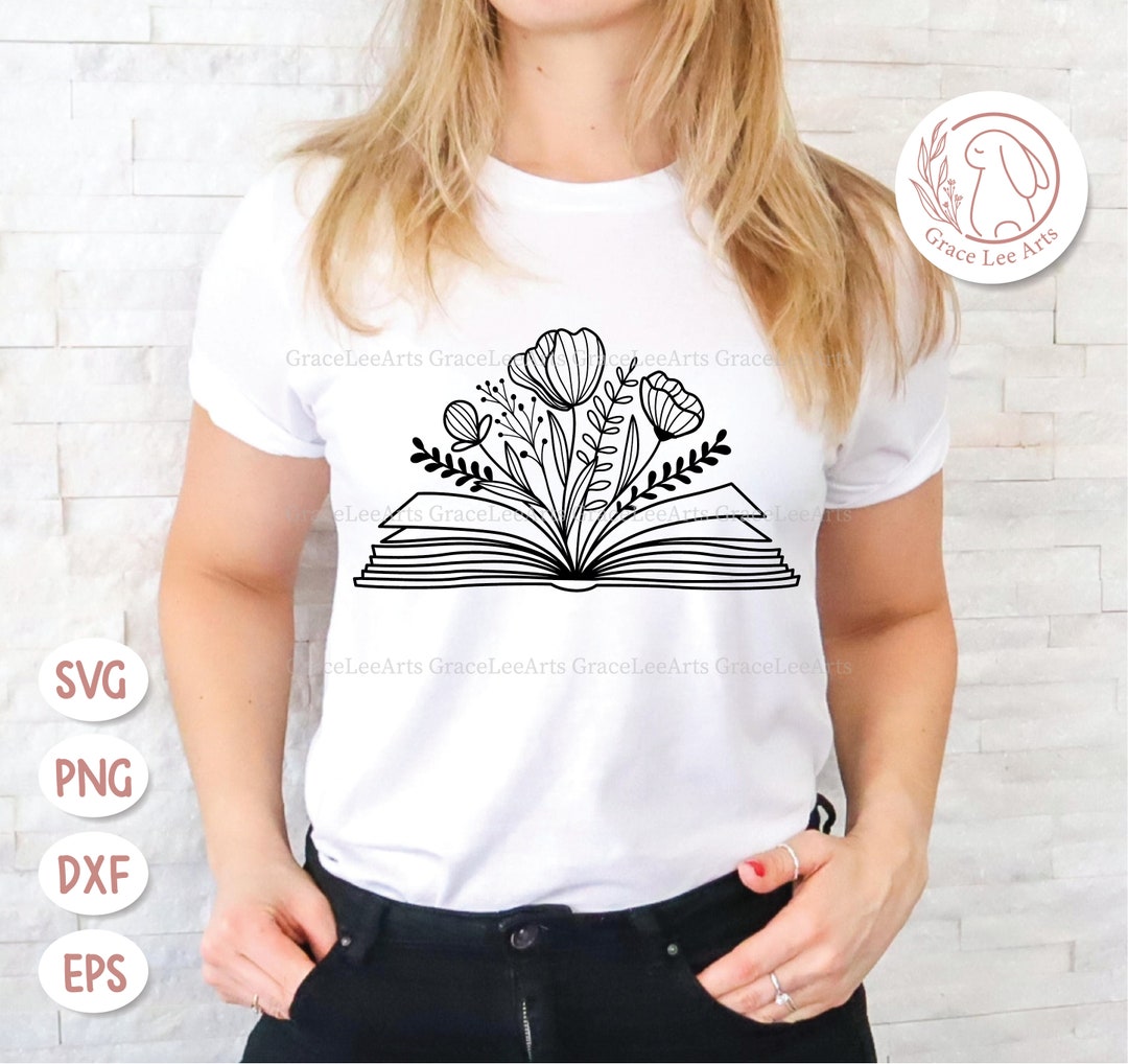 Floral Book SVG, Book With Flowers Svg, Book Lover Svg, Reading Svg ...