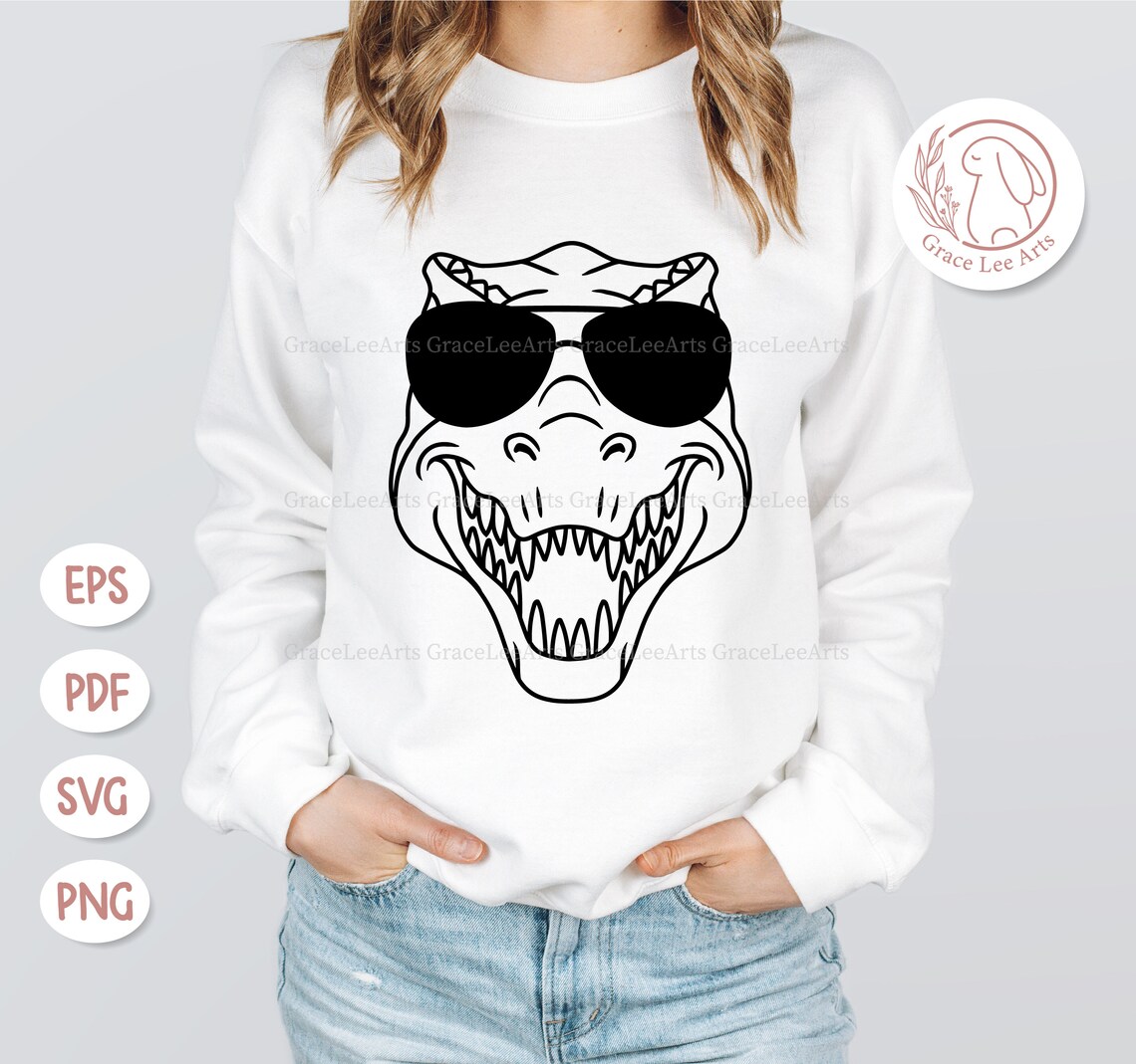 T-rex In Sunglasses SVG Cool Dino Wearing Sunglasses Svg | Etsy