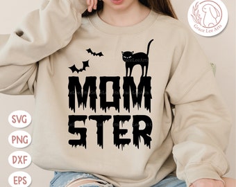 Momster SVG, Vibraciones espeluznantes, Camisa de Halloween Svg, Mamá de Halloween Svg, Divertido Halloween Svg, Sublimación, Archivo Svg para Cricut