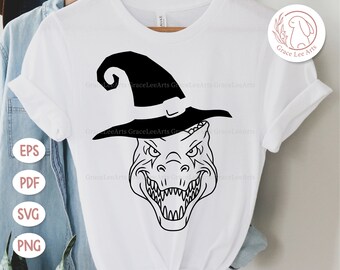 Halloween T-Rex SVG, T-rex the Witch Svg, Witch Hat Svg, Halloween Dino Svg, Halloween Svg, Fall Svg, Autumn Svg