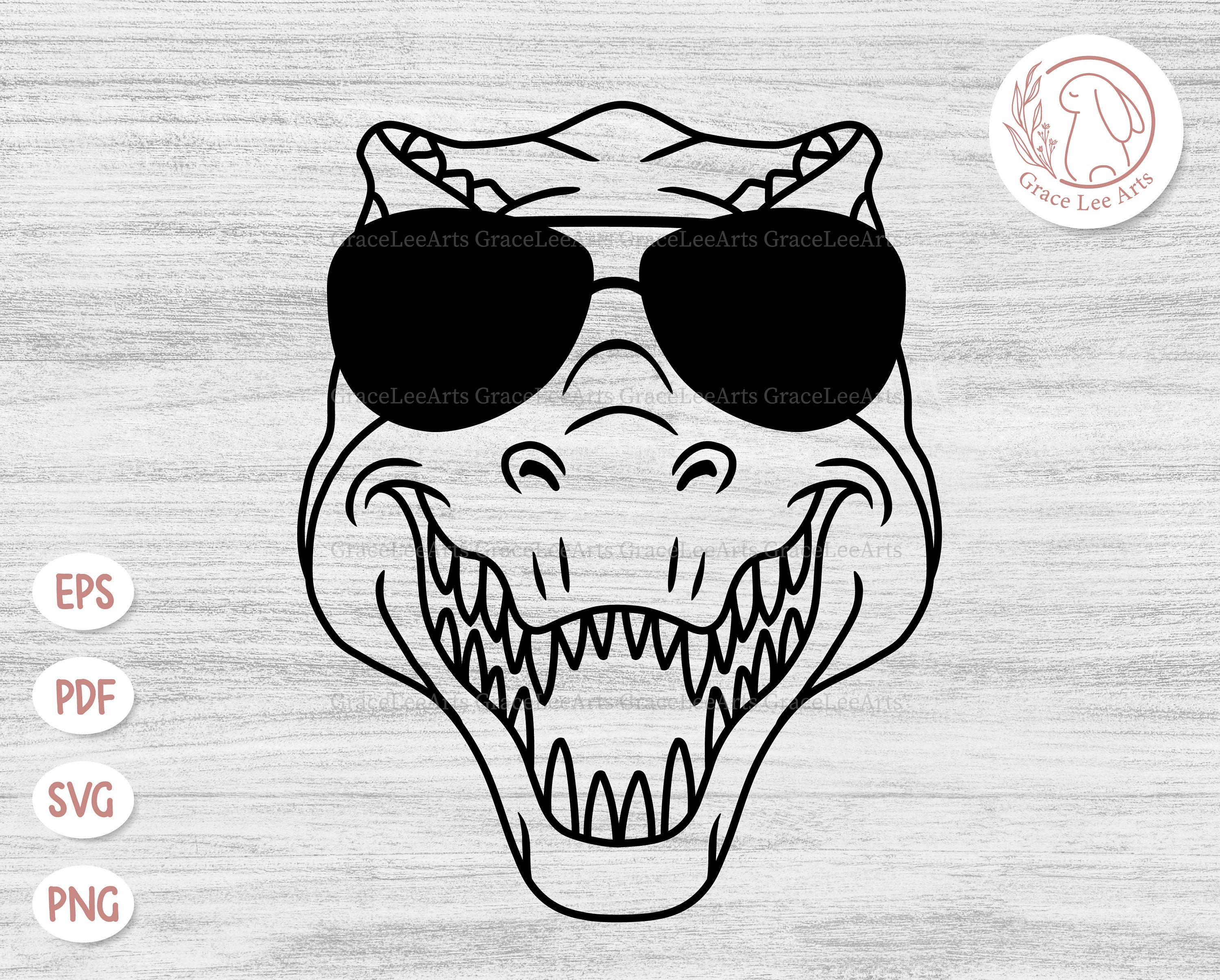 Trex in Sunglasses SVG, Cool Dino Wearing Sunglasses Svg, Cute