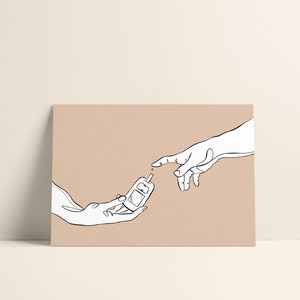 Postkarte Din A6 "Creation of Adam Bloodsugar" – Accu Chek Aviva Guide | Diabetes Art | Diabetes Illustration | Diabetes Typ 1