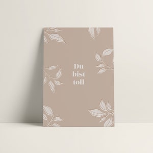 Greeting card "You're great" with a floral pattern, Din A6 card with a blank back, optionally with an envelope