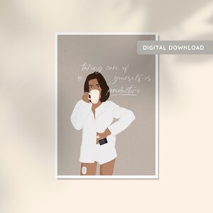 Digital Download &quot;selfcare&quot; | Diabetes Illustration | Printable portrait | Printable wall art | Instant Download Art Print