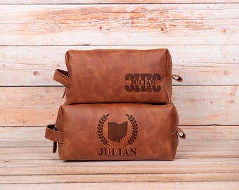 Ohio Leather Toiletry Bag - Custom Dopp Kit for Travel