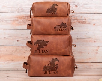 Leather Toiletry Bag: Custom Kentucky Dopp Kit (Engraved, Personalized)