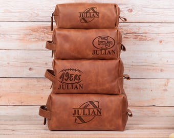 Leather Dopp Kit: San Francisco 49ers Design - Personalized Travel Bag