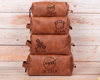 Galaxy Leather Toiletry Bag: Personalized Space Design (Dopp Kit)