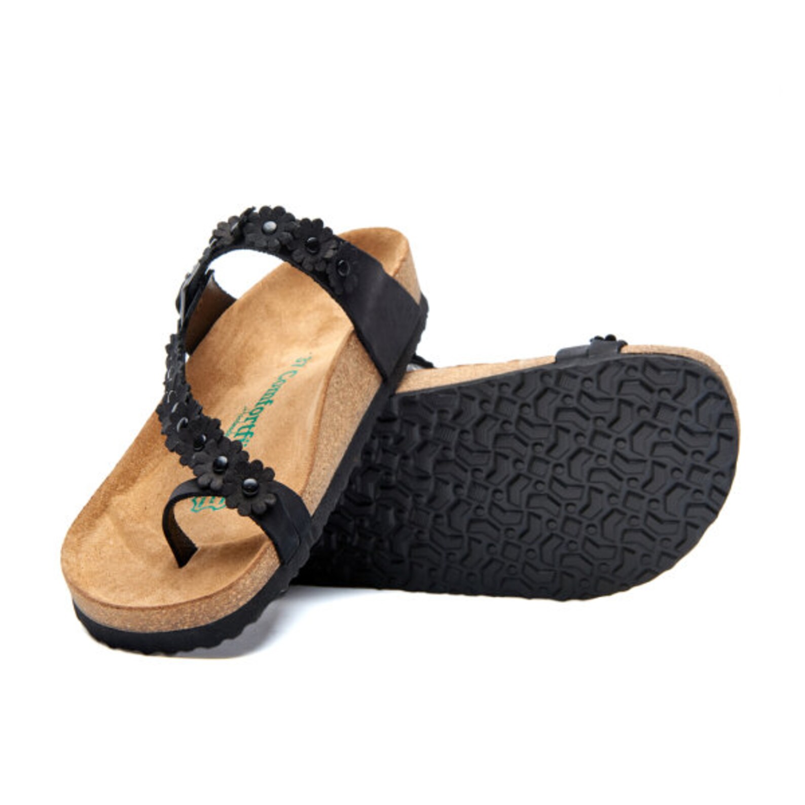 black vegetable tanned leather women's kelli mule flats