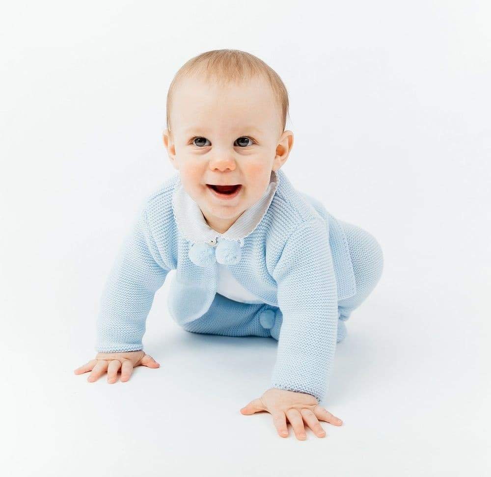 Baby Boy Blue Pom Pom Pramsuit & Toy Gift Set Etsy