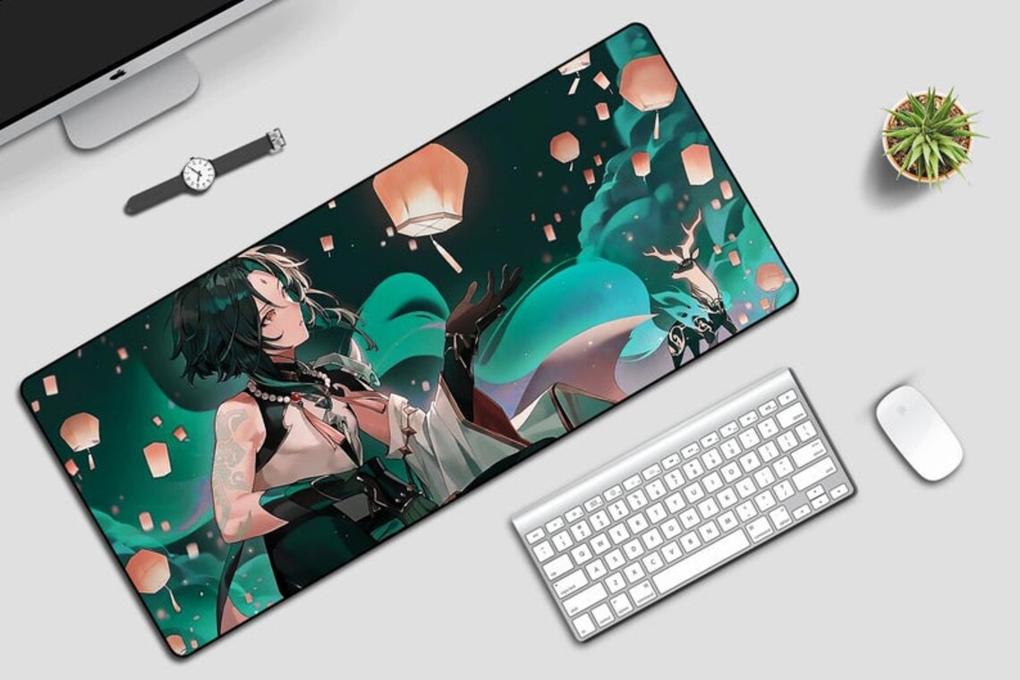 Genshin Impact Desk Mat Genshin Mouse Pad Anime Large Mouse Etsy