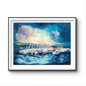 Carlingford Lough print, landscape sunset painting, Abstract Art Print, Northern Ireland, Home Decor, Wall Art. Irish painting
