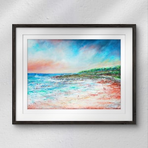WEE DIP, Helens Bay, Sea Swimming, Beach, Abstract art prints, Wall Art, Northern Ireland print, Home Decor, Wall Art, Landscape Painting