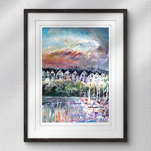 BANGOR MARINA PRINT, Bangor boats art print, Belfast painting, Abstract Art Print, Colour Print, Sea painting, Home Decor, Wall Art