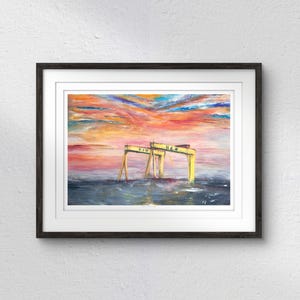 HARLAND AND WOLFF, Belfast Cranes, Samson Goliath, Abstract Art Print, Colour Print, Northern Ireland, Home Decor, Wall Art