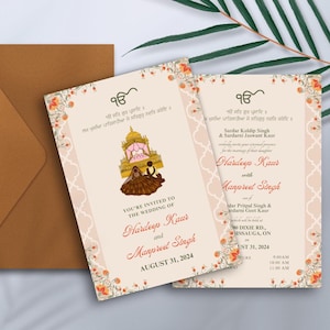 Editable Sikh Wedding Invitation Template | Digital Download for Anand Karaj, Jaggo, Mehndi, and more