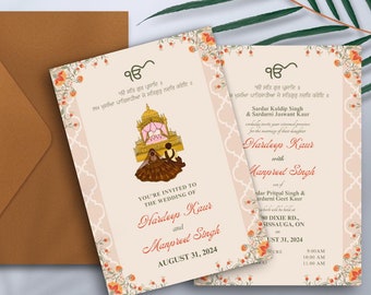 Editable Sikh Wedding Invitation Template | Digital Download for Anand Karaj, Jaggo, Mehndi, and more
