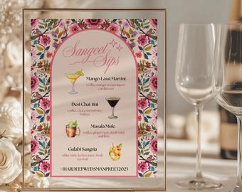 Editable Punjabi Bar Menu | Indian Wedding Drink Menu | Additional Icons Included | Customizable | Digital Download