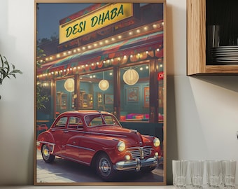 Vintage Tata Motors Car Print: Desi Dhaba Wall Art (Digital Download)