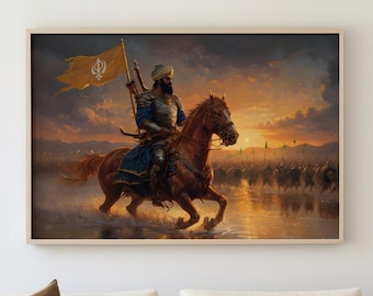 Sikh Warrior Wall Art | Sikh Khalsa Army Print | Indian Painting | Large Digital Download