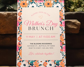 Floral Mother's Day Brunch Invitation: 5x7" Canva Template (Digital Download)