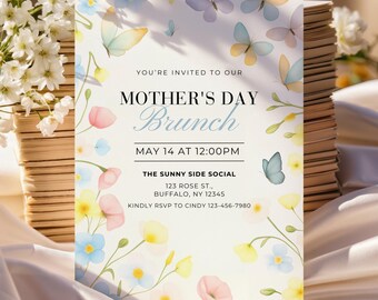 Spring Floral Mother's Day Brunch Invitation: 5x7" Canva Template (Digital Download)