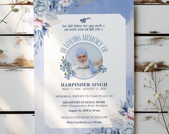 Sikh Funeral Invitation Template: Punjabi Antim Ardas Bhog (Digital)