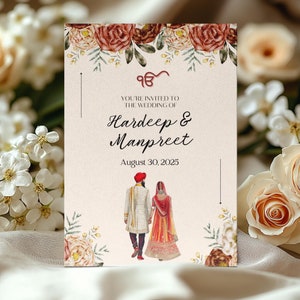 Sikh Wedding Invitation Bundle | Customizable Red Punjabi Wedding Invite | Anand Karaj, Sangeet, Mehndi, and Reception | Printable