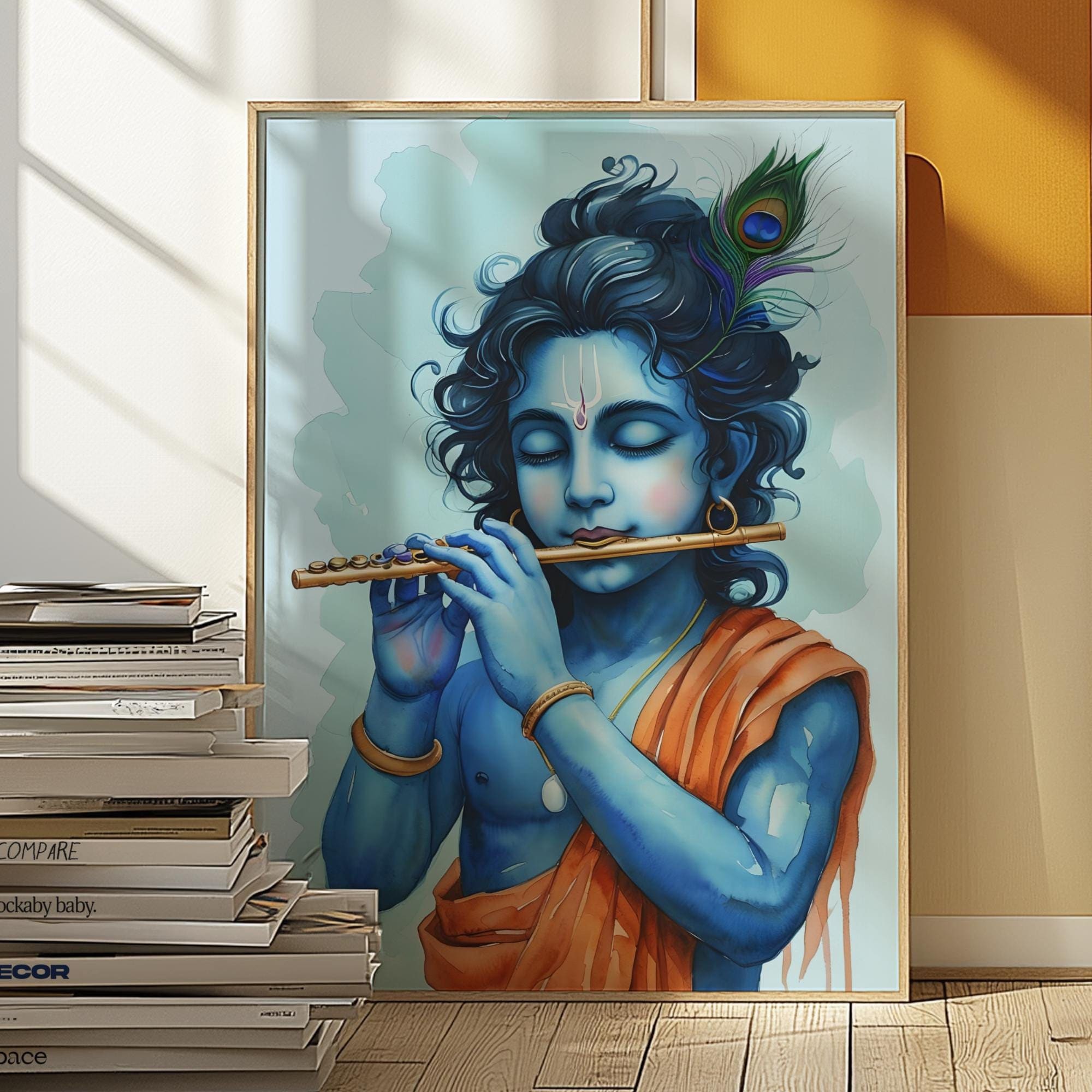 Printed God Watercolor Krishna Print: Hindu God Digital Art (PDF & JPG) - Etsy