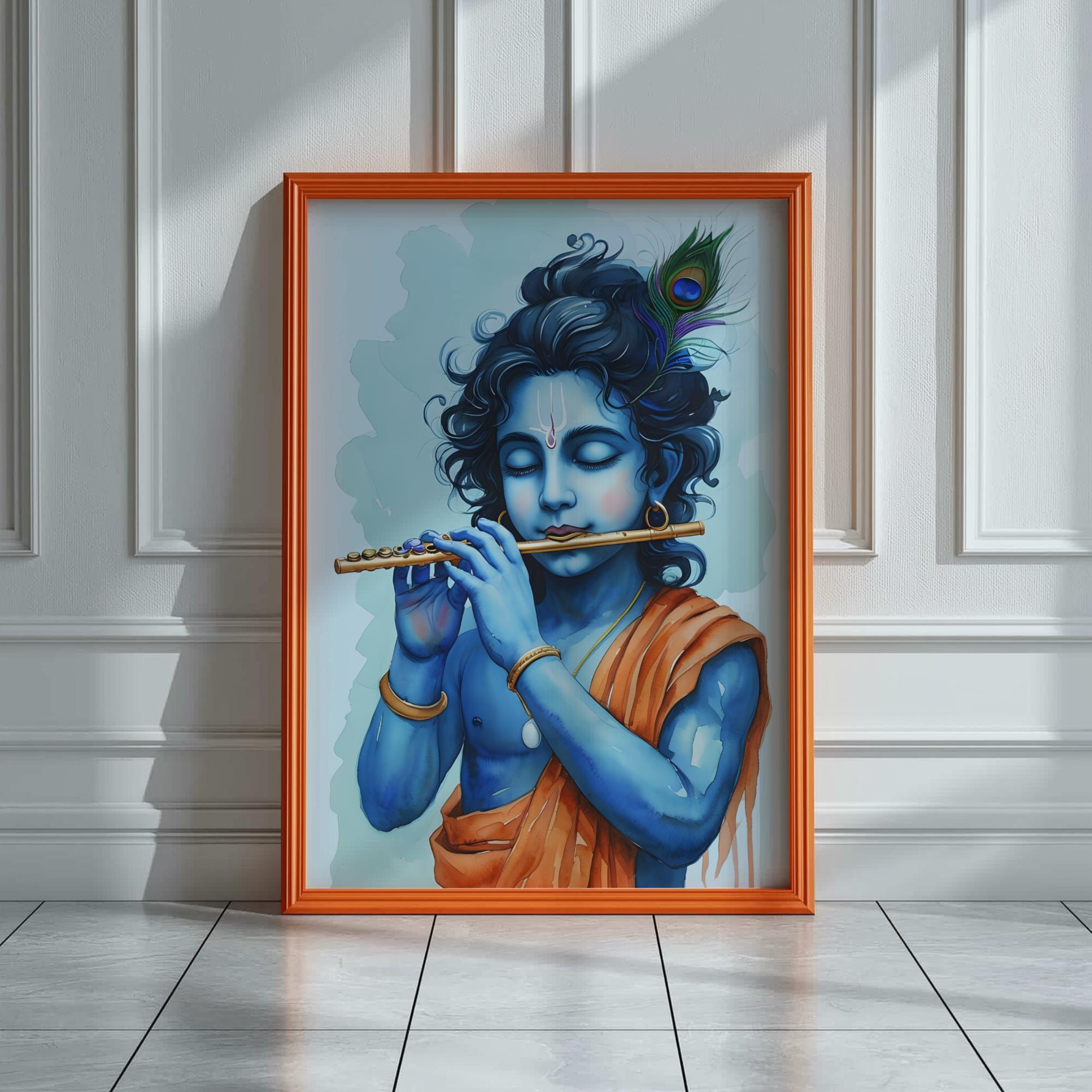 Printed God Watercolor Krishna Print: Hindu God Digital Art (PDF & JPG) - Etsy