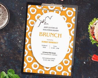 Egg-Themed Birthday Brunch Invitation: Playful 5x7" Canva Template (Digital Download)