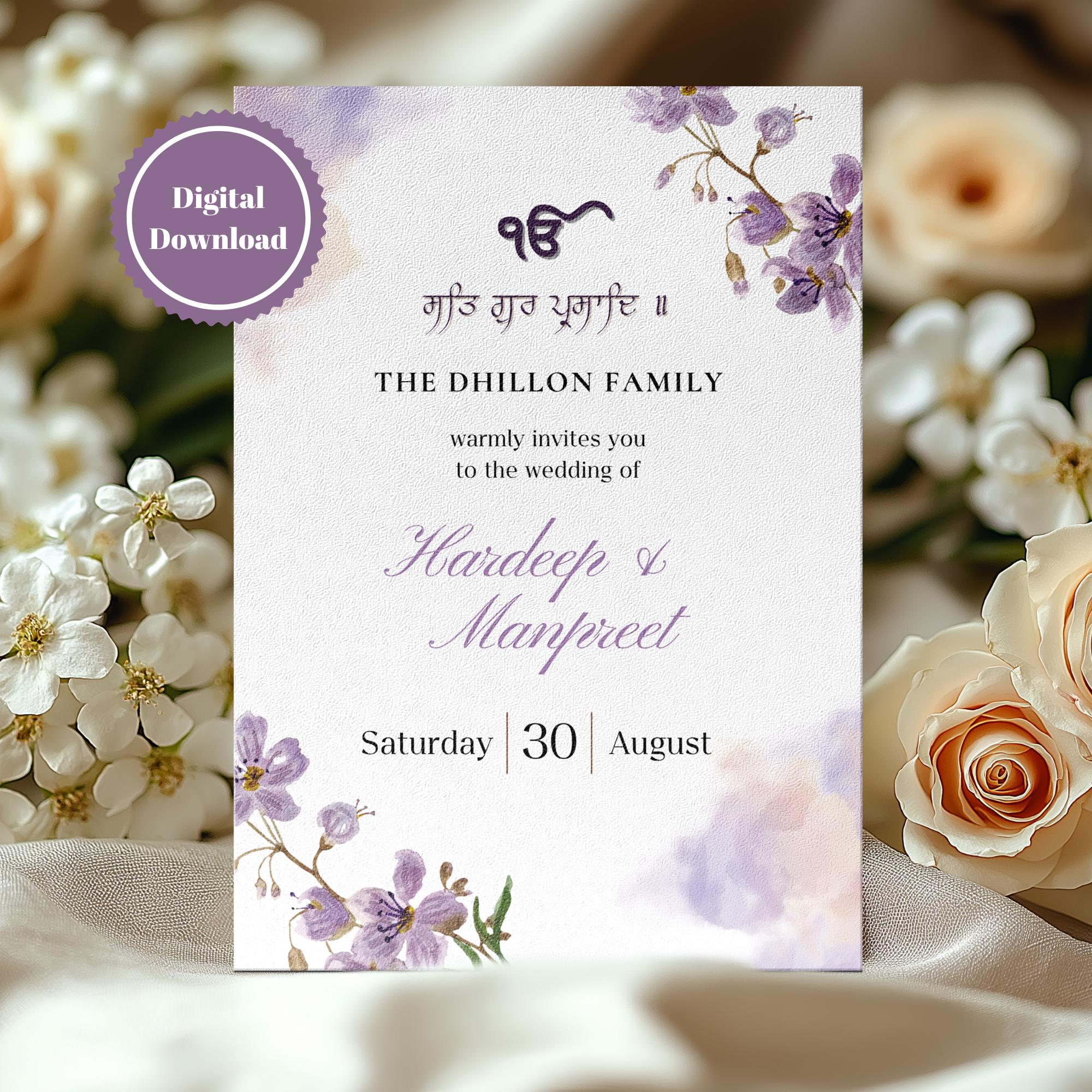 Customizable Sikh Wedding Invitation Bundle: Anand Karaj, Mehndi