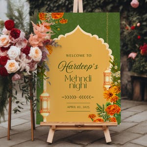 Mehndi Welcome Sign | Indian Wedding Sign | Editable Mehndi Sign for Indian Wedding | Digital Download