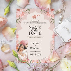 Anpassbare Sikh-Hochzeitsmitteilung | Indianer Save the Date | Digitale Vorlage | Druckbare Instant Download